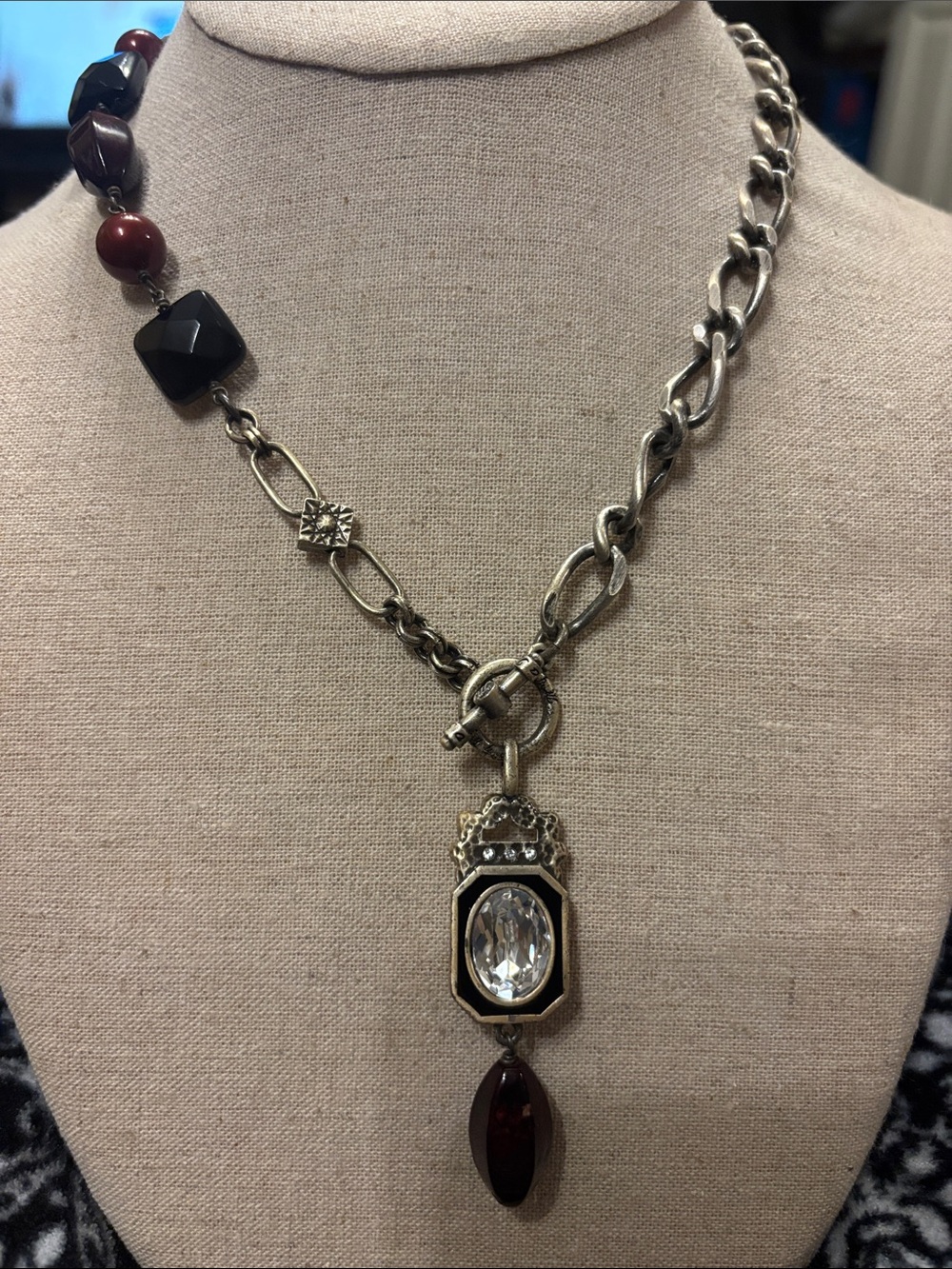 Bold Signed MyKa Vintage -Inspired Silver tone Chain Necklace